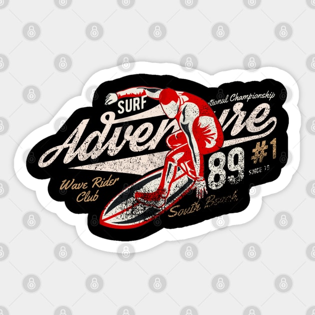 Surf Adventures Wave rider club distressed Sticker by SpaceWiz95